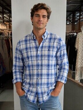 Ralph Lauren Blue and White Casual Button Down Shirt